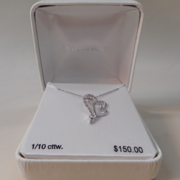 🆕 SS Diamond Double Heart Necklace - Picture 2 of 4